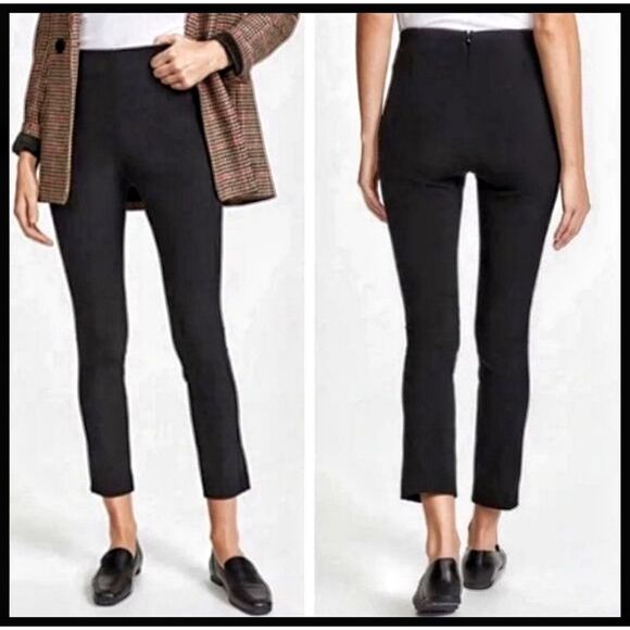 Rag & Bone Simone High Rise Slim Stretch Crop Pants Plain Front Rear Zip Black 6 - Picture 2 of 14